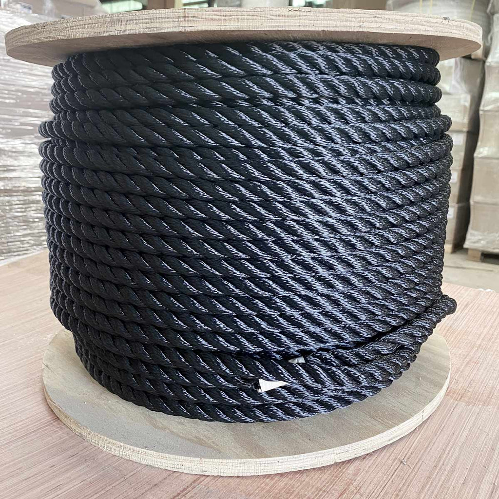Black Yarn Dyed Twisted 3-Strand Nylon Rope (600 Ft. Spool)