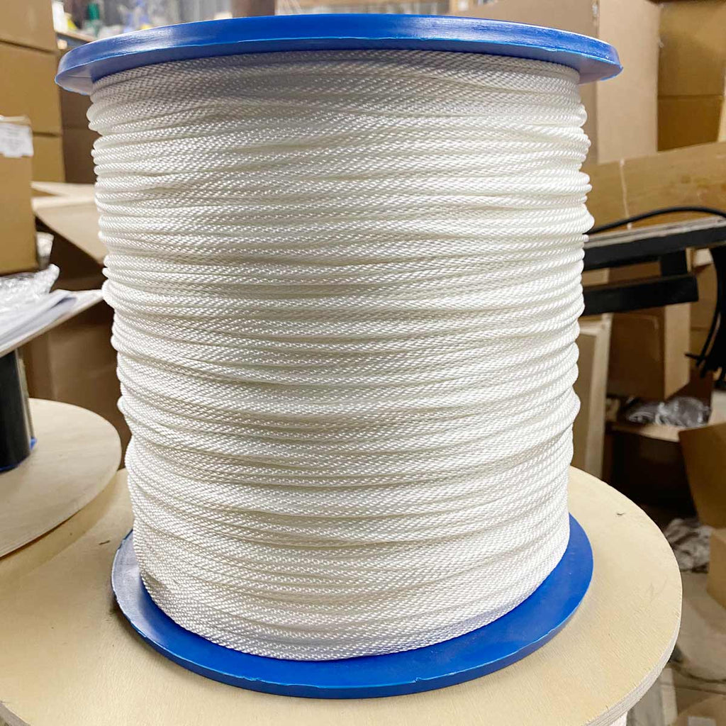 1/8" White Solid Braid Polyester Rope - 3000' Spool