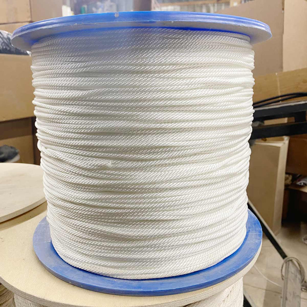 5/32" White Solid Braid Polyester Rope - 3000' Spool
