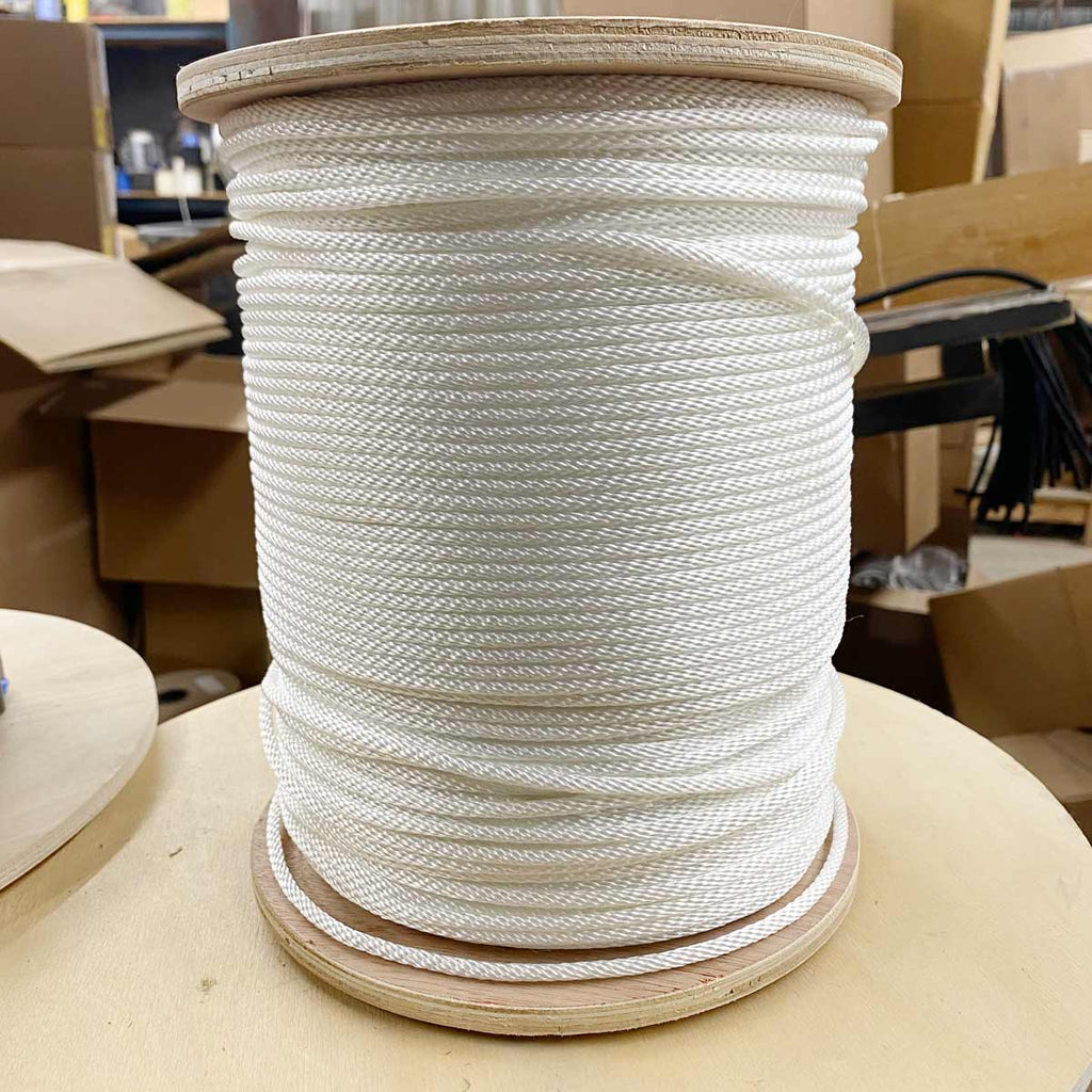3/16" White Solid Braid Polyester Rope