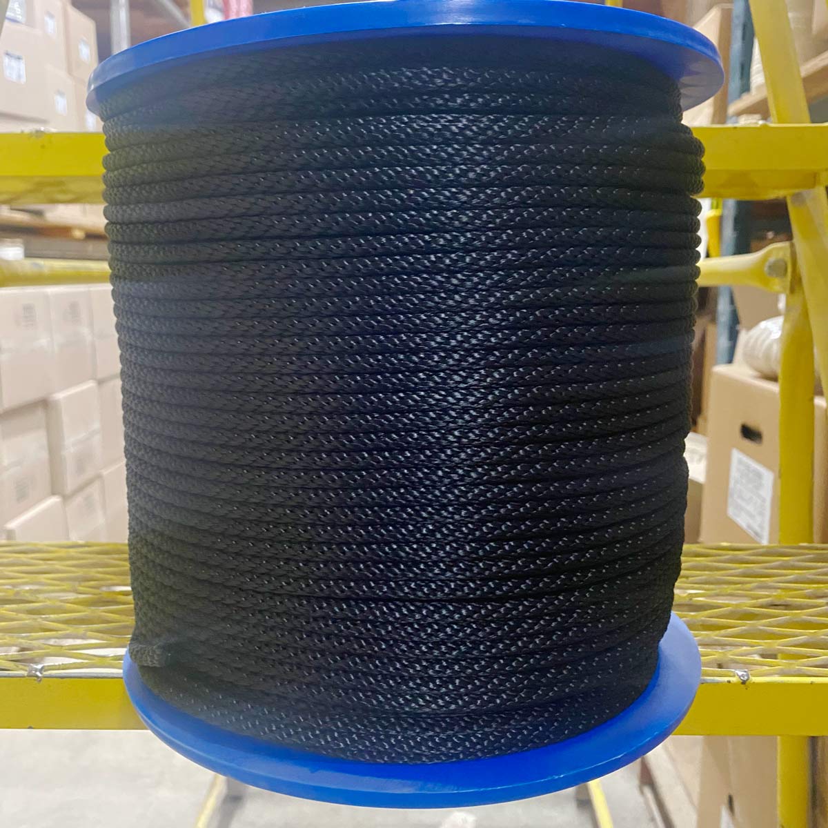 1/4" Black Solid Braid Polyester Rope 1000' Spool Phoenix Rope