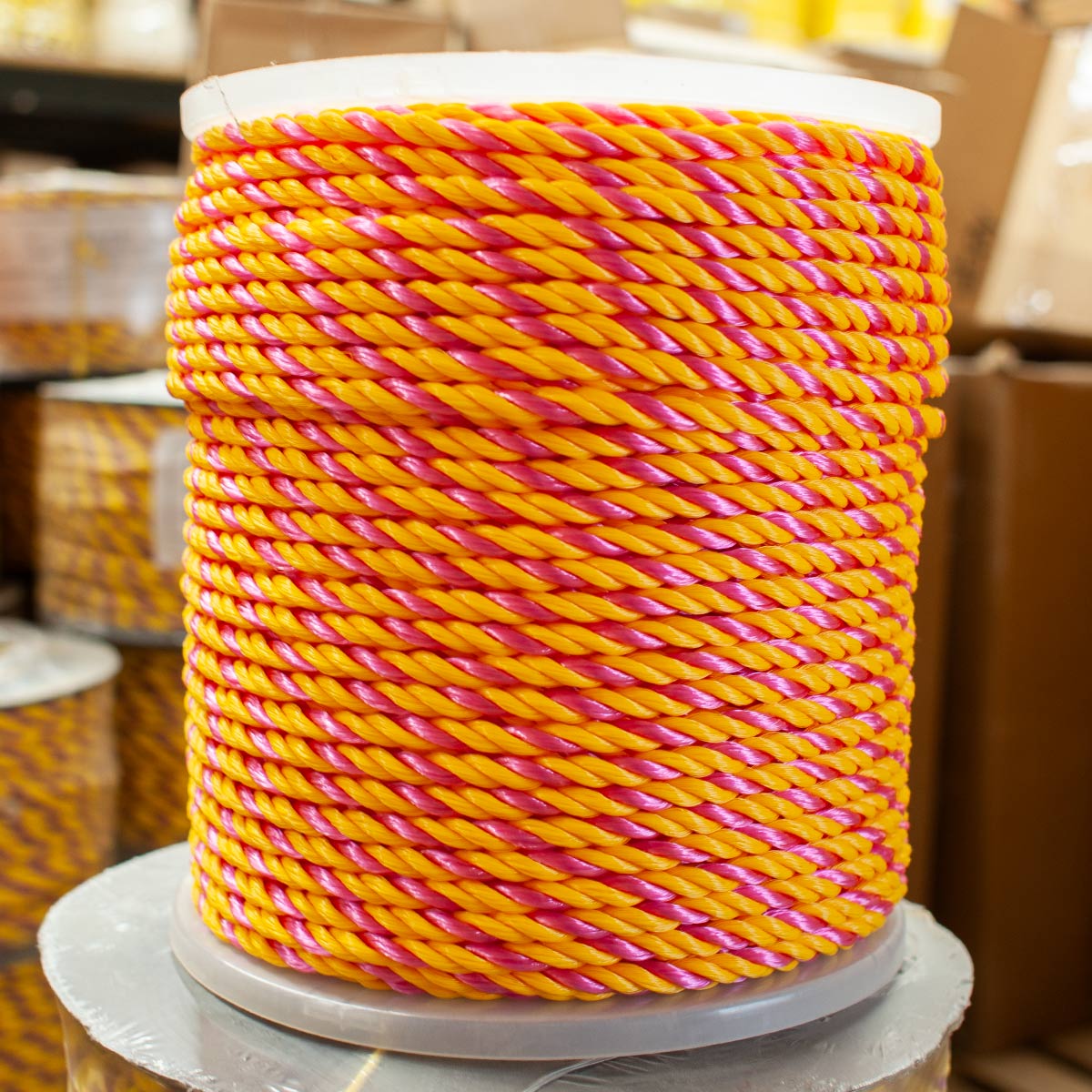Magenta & Yellow 3Strand Twisted Polypropylene Phoenix Rope & Cordage