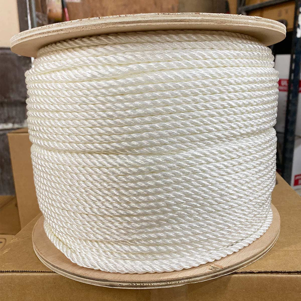 1/4" White Twisted 3-Strand Nylon Rope (1200 Ft. Spool)