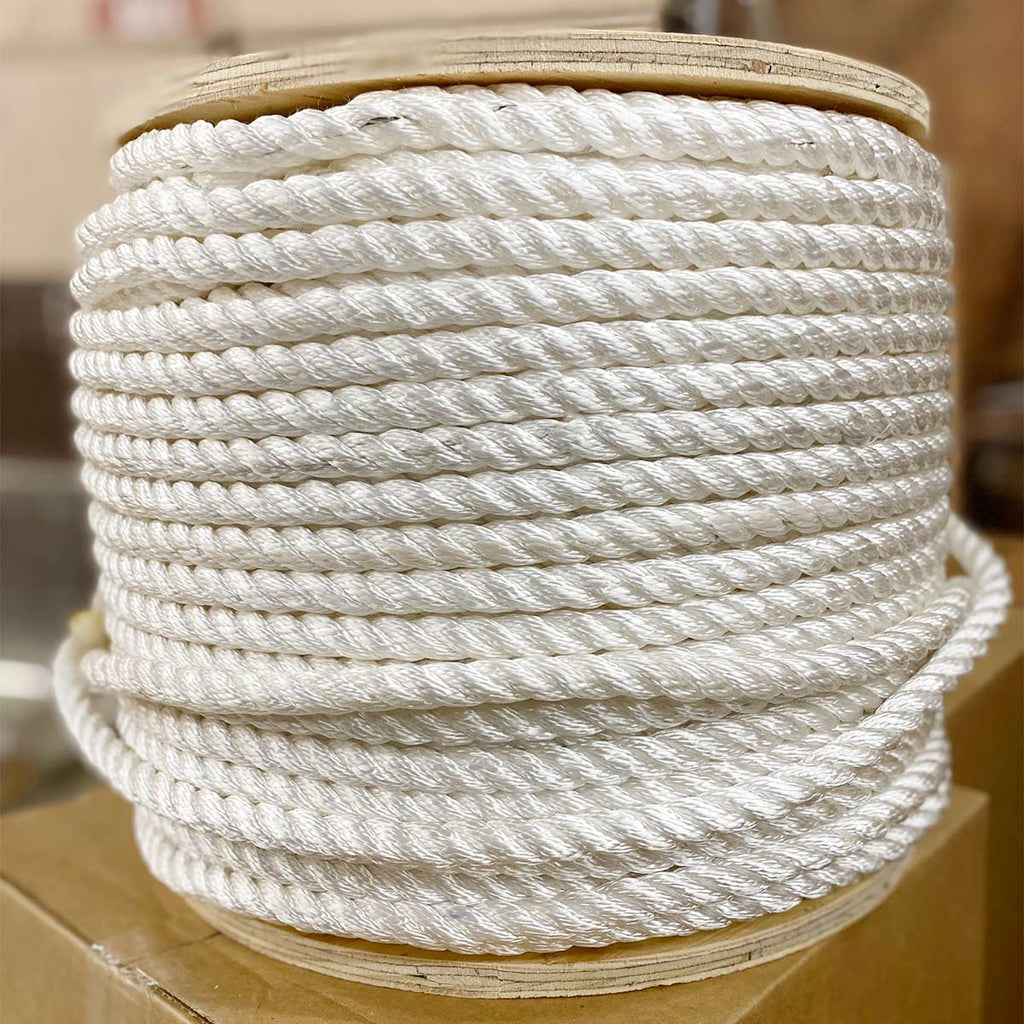 1/4 in. x 600 ft. White Nylon 3-Strand Twist Rope, Soft