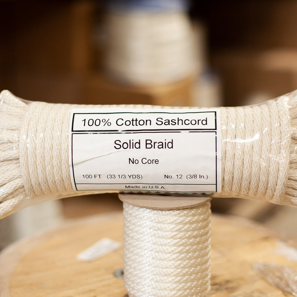 #12 Solid Braid Polished Cotton Sash Cord - NO CORE