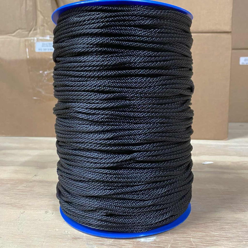 1/8" Black Solid Braid Polyester Rope - 3000' Spool