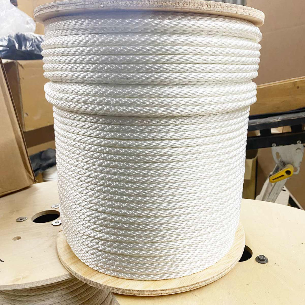3/8" White Solid Braid Polyester Rope