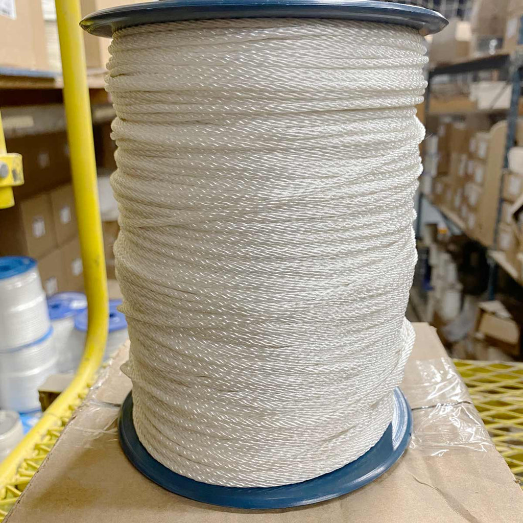 3/32" White Solid Braid Polyester Rope - 1000' Spool