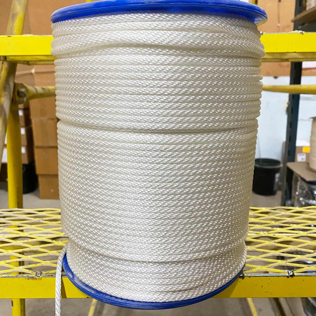 7/32" White Solid Braid Polyester Rope