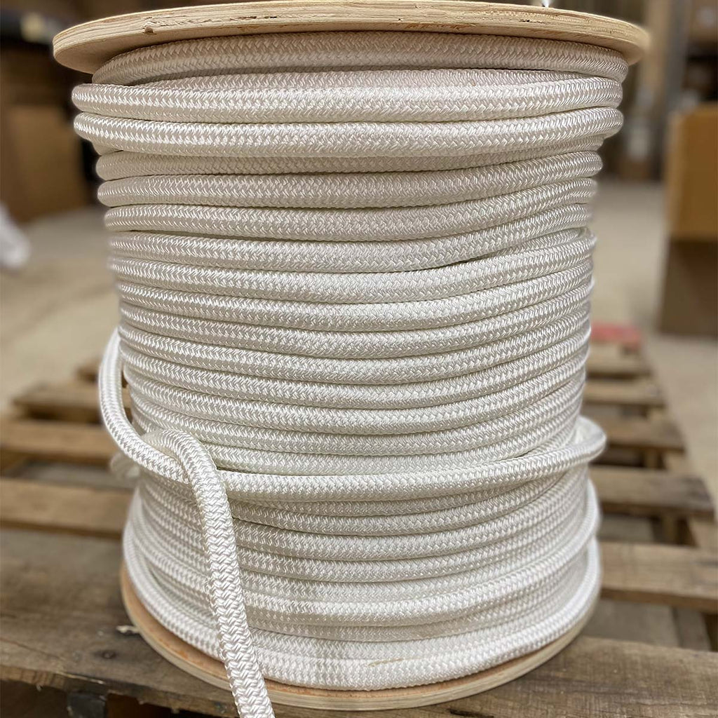 3/4" White Double Braid Nylon Rope - 600' Spool