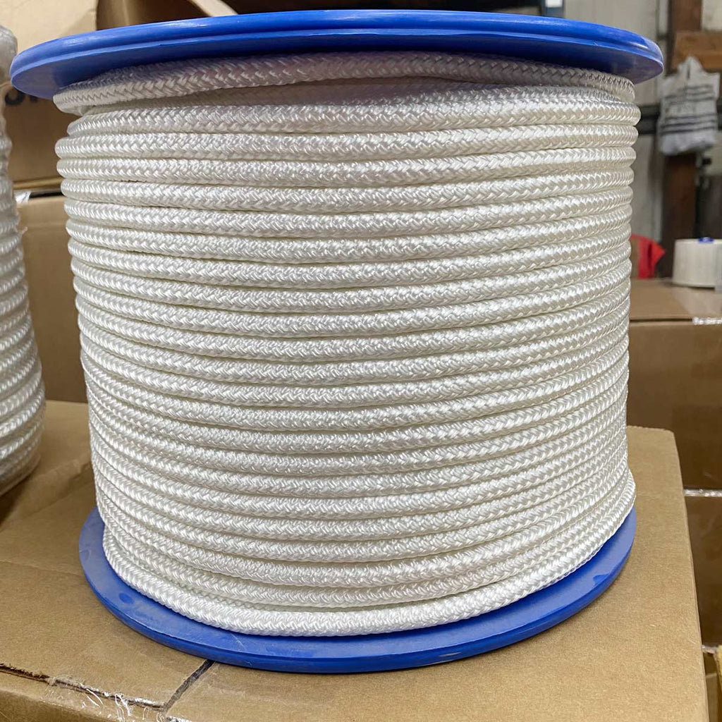 3/8" White Double Braid Polyester Rope - 600' Spool