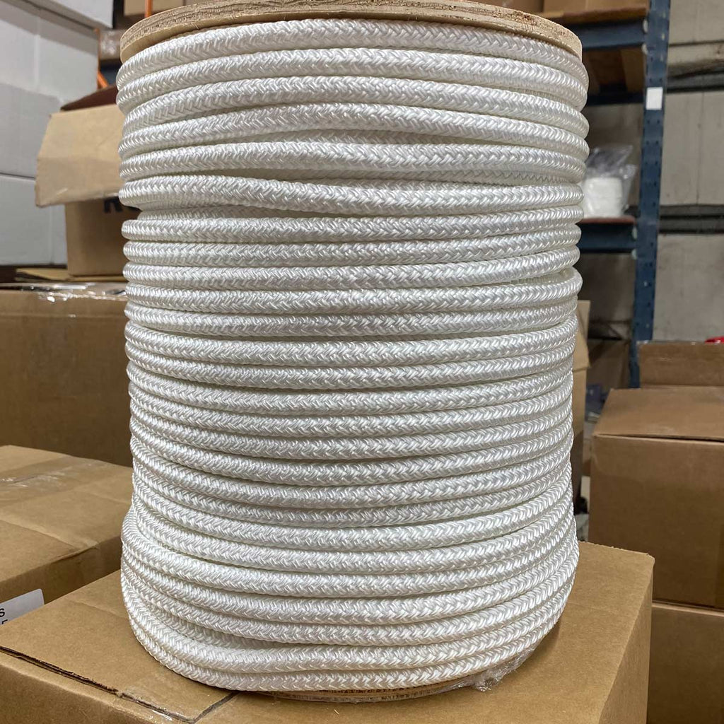 1/2" White Double Braid Polyester Rope - 600' Spool