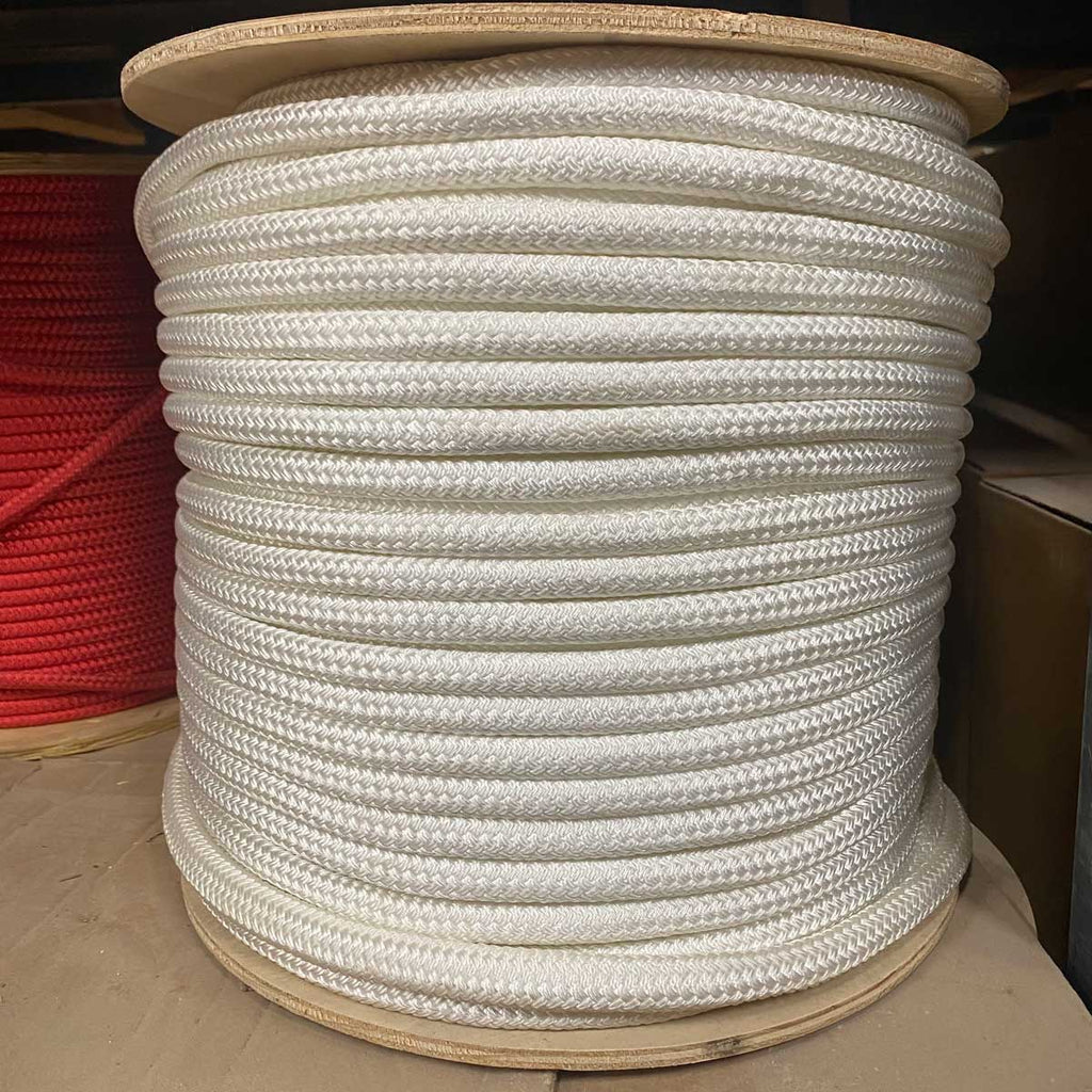 5/8" White Double Braid Polyester Rope - 600' Spool