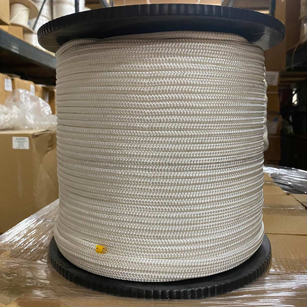 1/4" White Double Braid Polyester Rope - 600' Spool